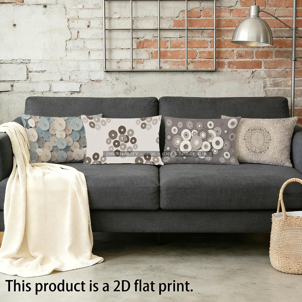 Geometric Circles Pattern Pillowcase Suitable For Sofa Bedroom Car Pillow Cover Cushion Rectangular Back Cushion
