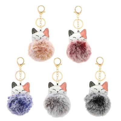 Elegant Key Chain Soft Hairball Cat Pendant Keychain Charm for Car or Bag Key