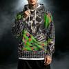 Men's Loose Fit Casual Printed Hoodie with Pocket and Drawstring