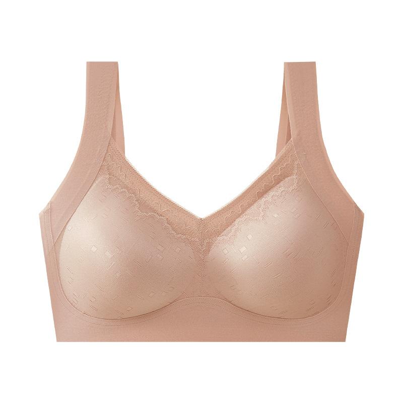 Lace fixed cup seamless underwear gather bra vest bra large chest small anti-sagging back bra