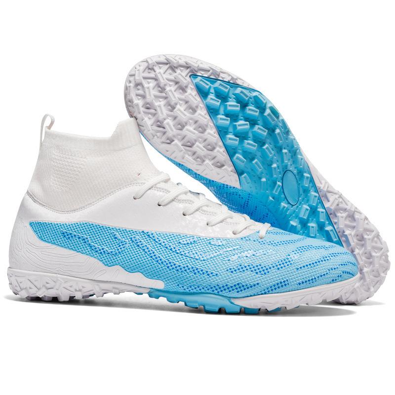 Foreign trade nailing a piece, competition training artificial grass shoes, children's high-top football shoes, men's 2025 long nails, the price is ex
