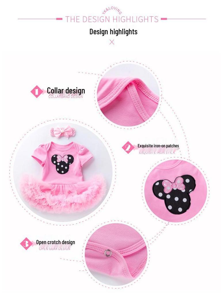 Summer Princess Short-Sleeved Dress for Baby Girls, Infant Birthday Outfit, 0-2 Years