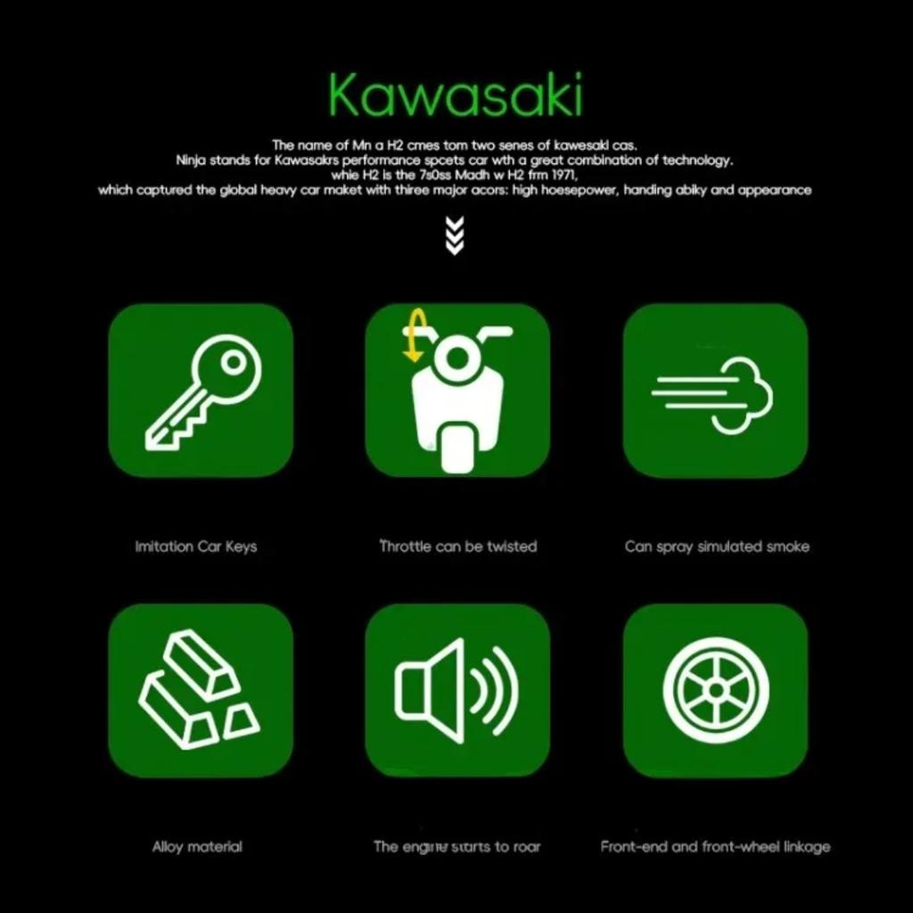 Diecast Spray 1/6 Kawasaki H2R Alloy Racing Motorcycle Model Sound and Light Bootable Motorbike Toy Birthday Gift for Boyfriend