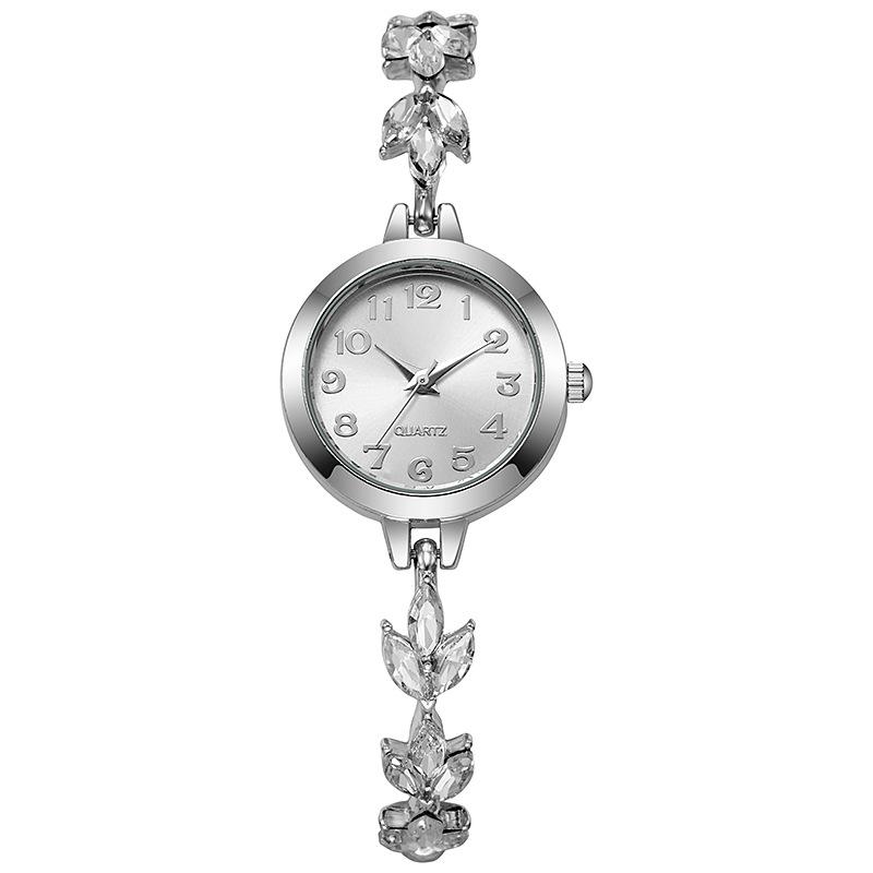 Women Bracelet Watch with Floral Chain Design Round Dial Analog Display Quartz Movement Adjustable Length for Daily Wear