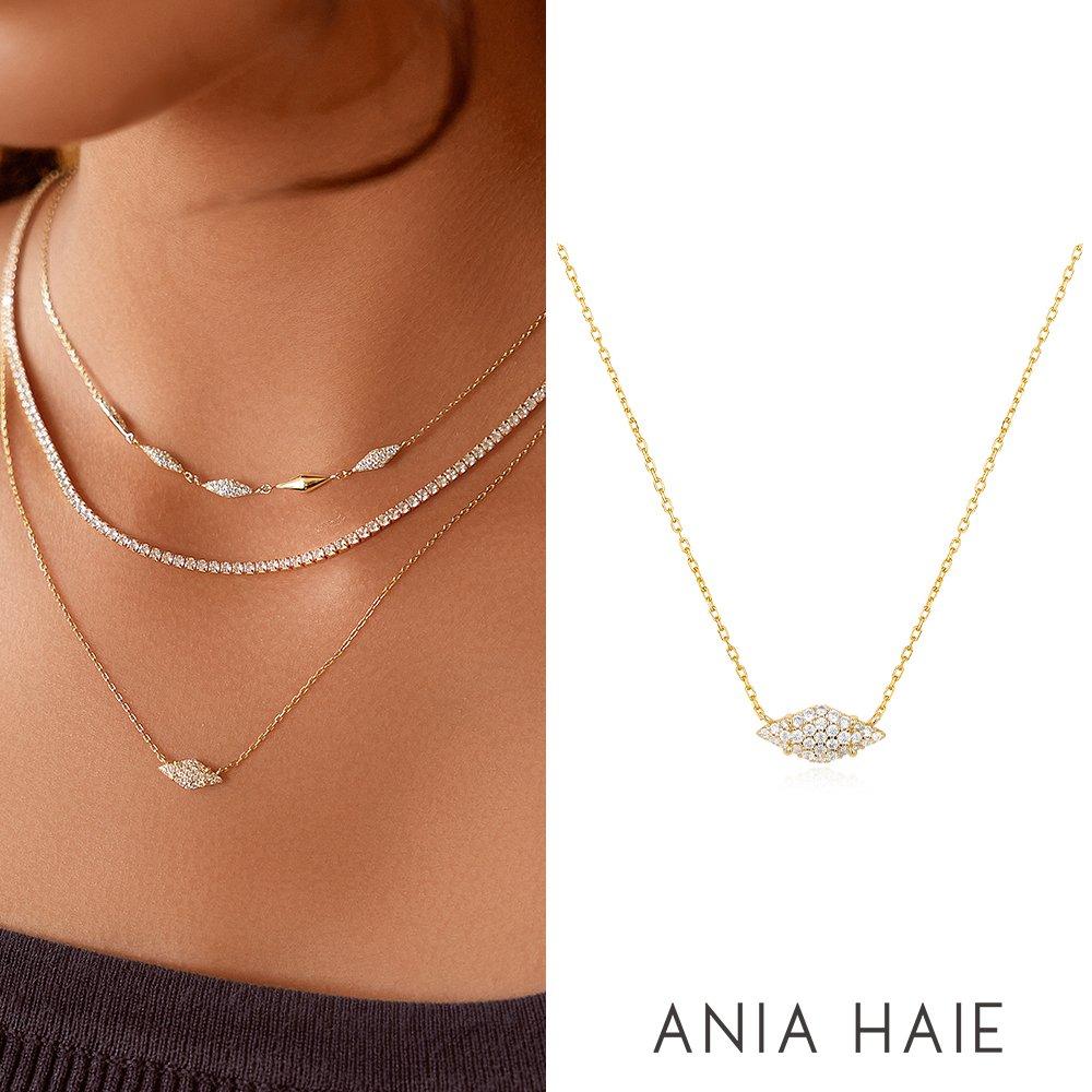 Gold Pave Sparkle 925 Silver Necklace N061-03G