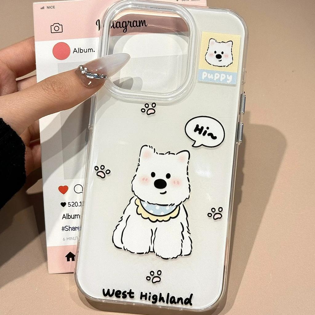 Cute West Highland iPhone17 mobile phone case for Apple 16promax white background imd cartoon Air new 15