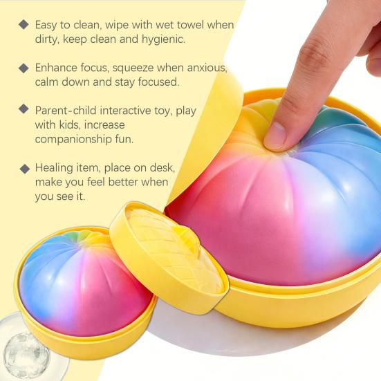 Colorful Steamed Bun Squeeze Toy Simulated Bun Shape Soft Realistic Sensory Toy Non-Sticky Quick Rebound Stress