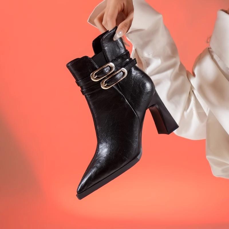 

Женские сексуальные ботильоны с острым носком на высоком каблуке, зимняя тенденция, новые вечерние ботинки челси, элегантные готические туфли-лодочки на молнии, Botas Mujer 40
