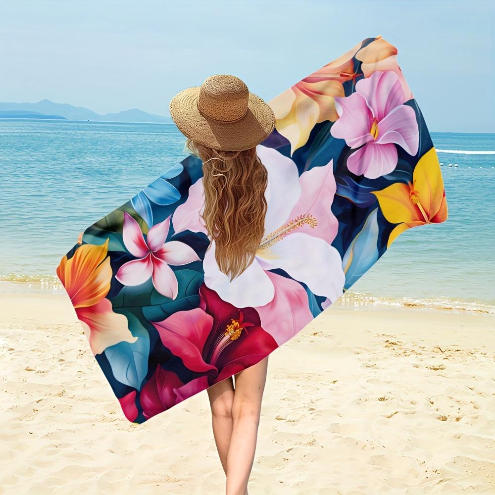 1pc Tropical Hibiscus Floral Beach Towel Extra Large Quick Dry Microfiber Sand Free Absorbent for Pool Travel Washable