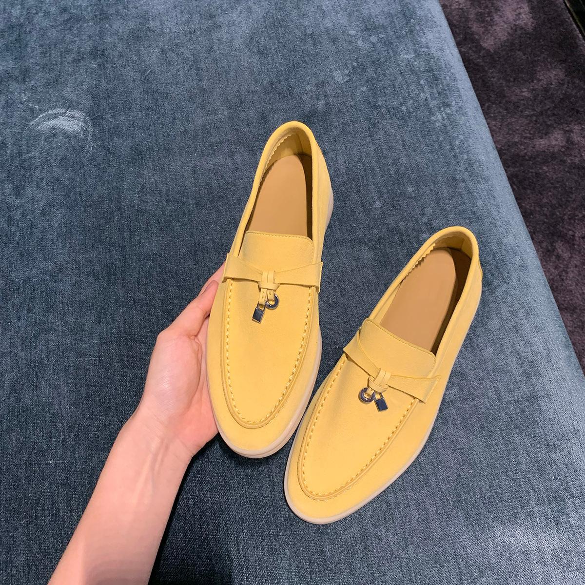

Sheepskin version~ LP tassel lock loafers women s flat-bottomed lazy one-pedal versatile soft-soled beanie cashmere single shoes 40