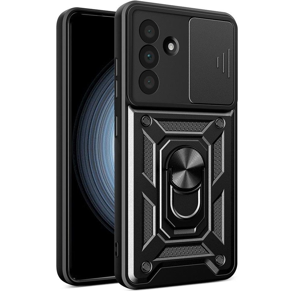 Armored Case for Samsung Galaxy A56 5G, CamShield Slide, Black + 9H Tempered Glass