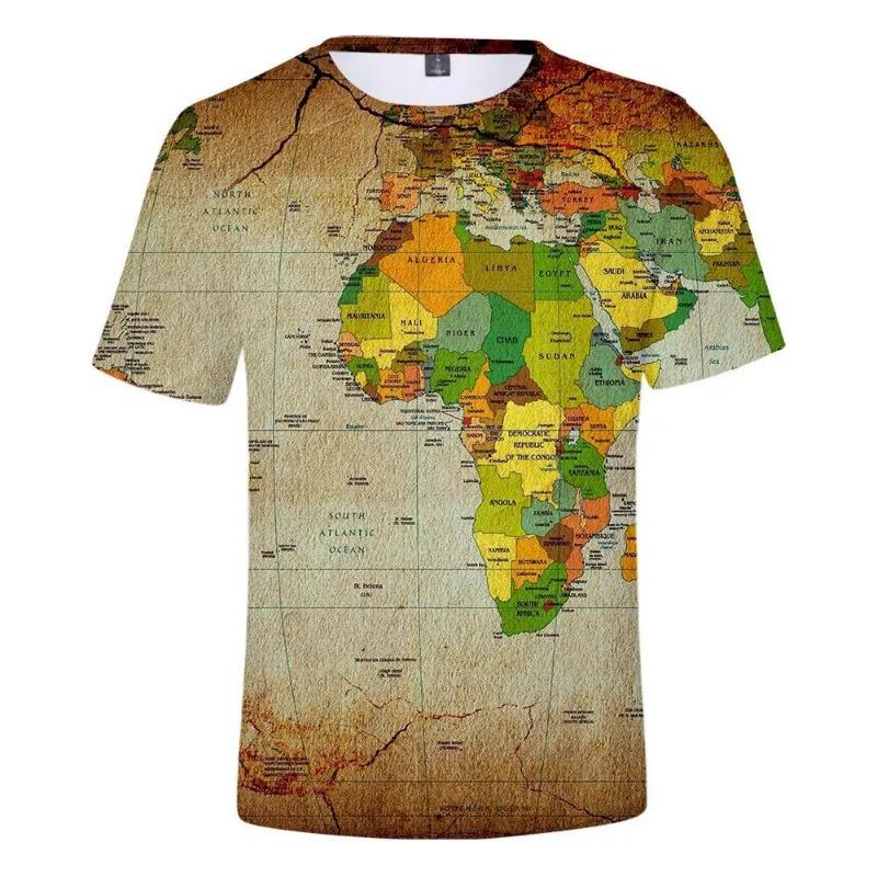 Casual Boys Girls 3d Printed World Map T-shirts Hot Sale Unisex Short Sleeve Tops Clothing