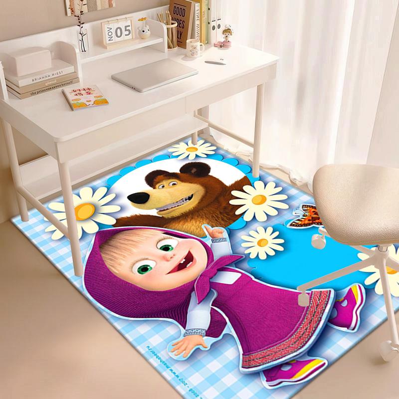 Russian animation Masha and the Bear Fairy Tale Cartoon Carpet Soft Home Living Room Bedroom Door Mat Outdoor Picnic Ground Mat rug T1