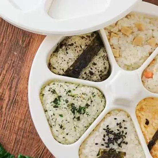 Stampo per Onigiri Triangolare 6 in 1, Stampo per Palline di Riso per Sushi di Grado Alimentare, Stampo Fai-da-te Antiaderente per Riso per Pranzo Bento, Utensile da Cucina Lavabile in Lavastoviglie