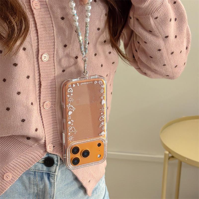 Korean Style Glitter Heart Border Case for iPhone 17/16 Pro Max/15/14