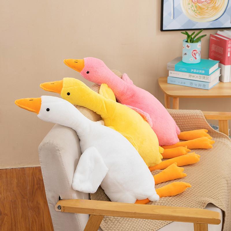 Fluffy Goose Plush Toy Soft Air Conditioning Blanket Pillow Adorable Bed Leg Hug Doll