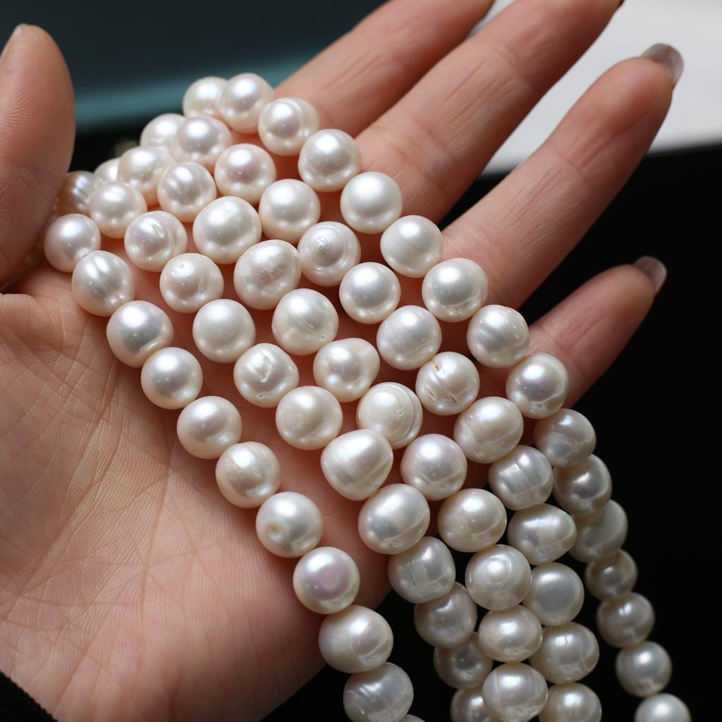 1String, White Natural Freshwater Pearls, Handmade Round Pearl Beads, 10-11 Mm, for DIY Necklace Accessories, Jewelry Making, Women Gift, 36 Cm