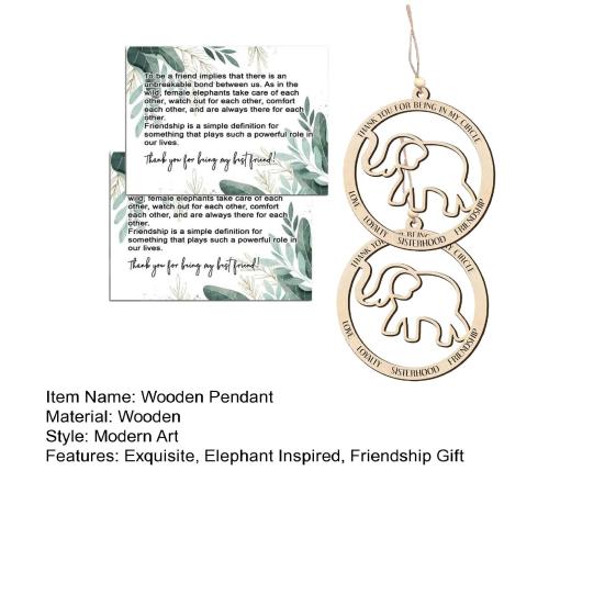 Підвіска-слон дружби Yousheng Дерев'яна підвіска-слон сестринства Символ дружби Слон-орнамент Подарунок для найкращих друзів