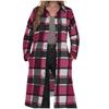 Women's Casual Plaid Long Sleeve Cardigan Mid-Length Lapel Collar Shirt Jacket