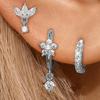 3 STÜCKE Edelstahl Goldfarben Kreis Creolen Set für Damen Einfache Zirkon Blume Ohrstecker Knorpelpiercing Schmuck