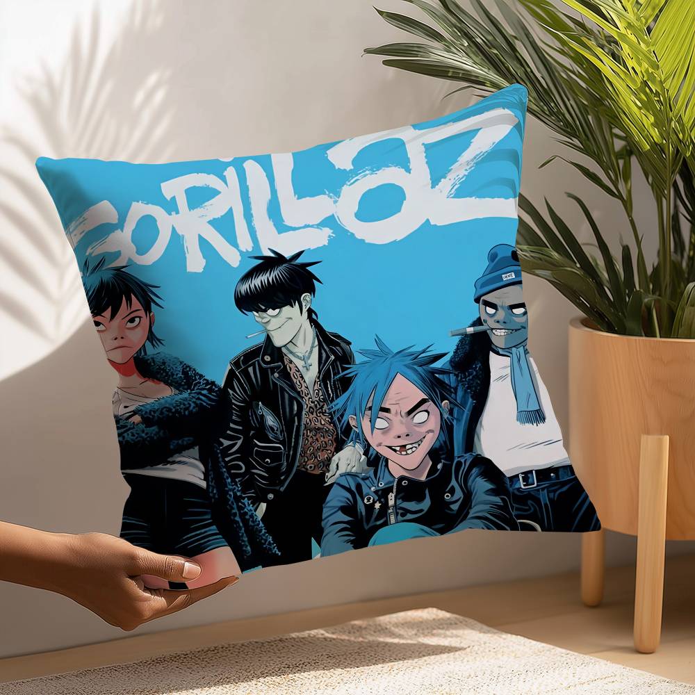 Band G-Gorillaz Music Pillow Case Square Double‑Sided Print Cushion Case For Sofa Home Bedchamber Decor Gift