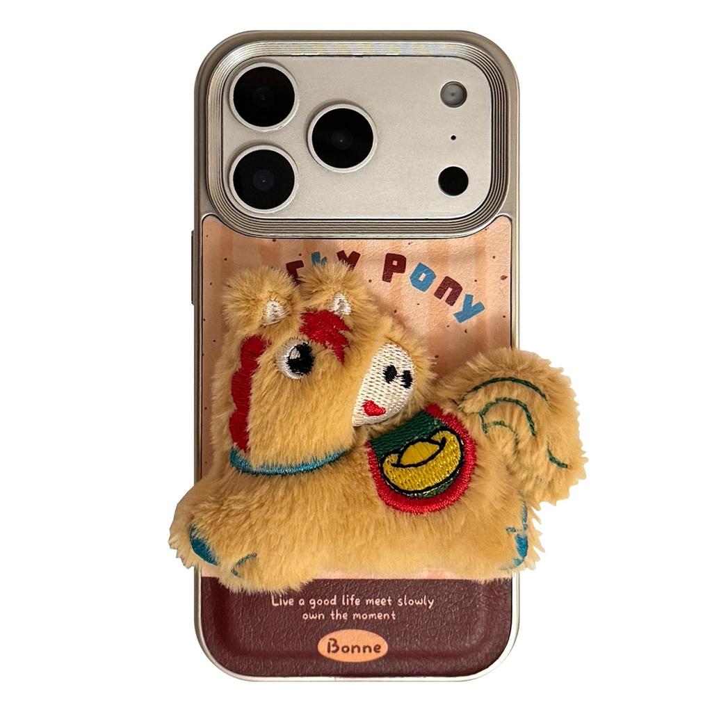 Minimalist 3D Plush White Horse iP17 Pro Max Anti-Drop Phone Case