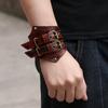 Men's Retro Cowhide Leather Bracelet - Wide, Versatile, High-End Design
