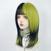 Schwarz grün fluoreszierend grün Burst Top gefärbte Schlüsselbeinlänge Perücke