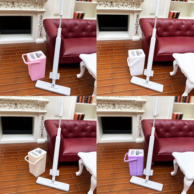 

1:12 Миниатюрная швабра для кукольного домика с ведром Набор Инструменты для уборки кукольного домика Мебель Аксессуары Декор Игрушка Микро Сцена Строительный реквизит