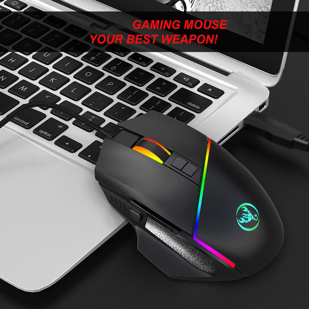 Wired Keyboard Mouse Set 61 Key Colourful Backlit Membrane Keyboard 12800 High Movement Speed