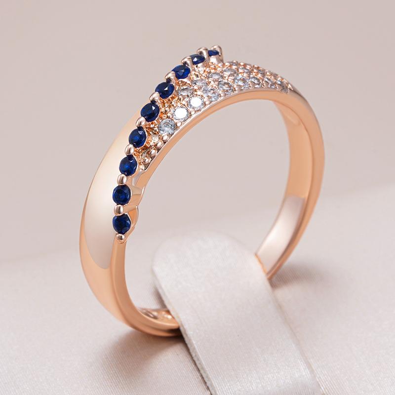 Shiny Blue Natural Zircon Rings For Women Unique  Rose Gold Color High Quality Daily Fine Jewelry