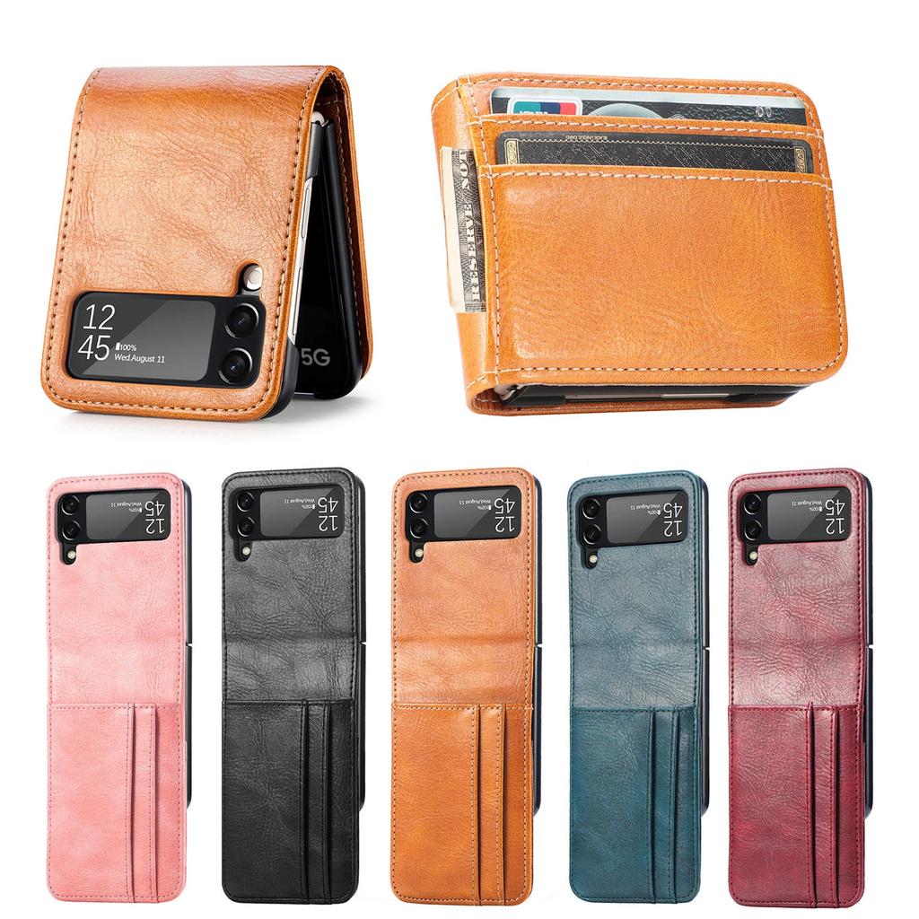 Full Coverage Leather Wallet Case for Samsung Galaxy Z Flip 6 5 4 3 5G Flip3 Non-Slip Cards Pocket Folding Phone Bag Book Cover
