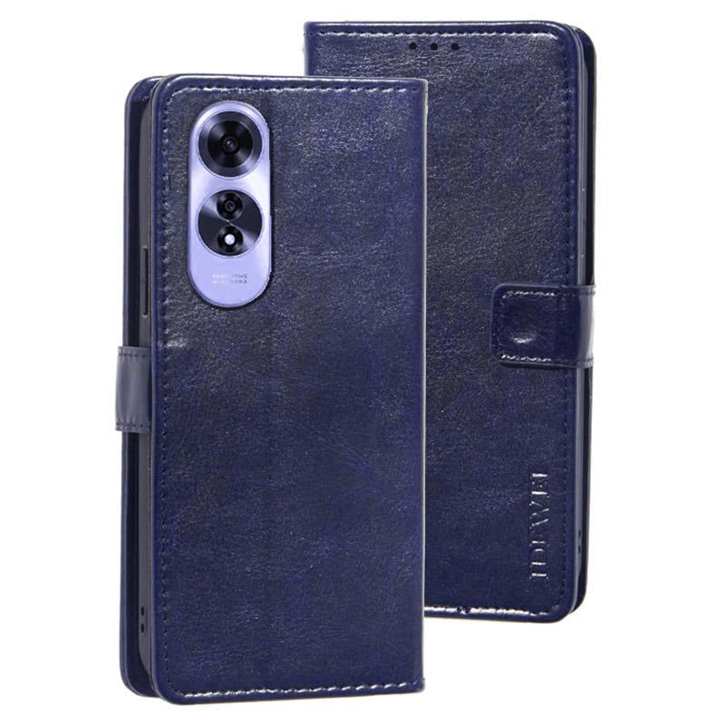 

IDEWEI For Oppo A60 4G Case Wallet Leather Crazy Horse Texture Phone Cover Dark Blue