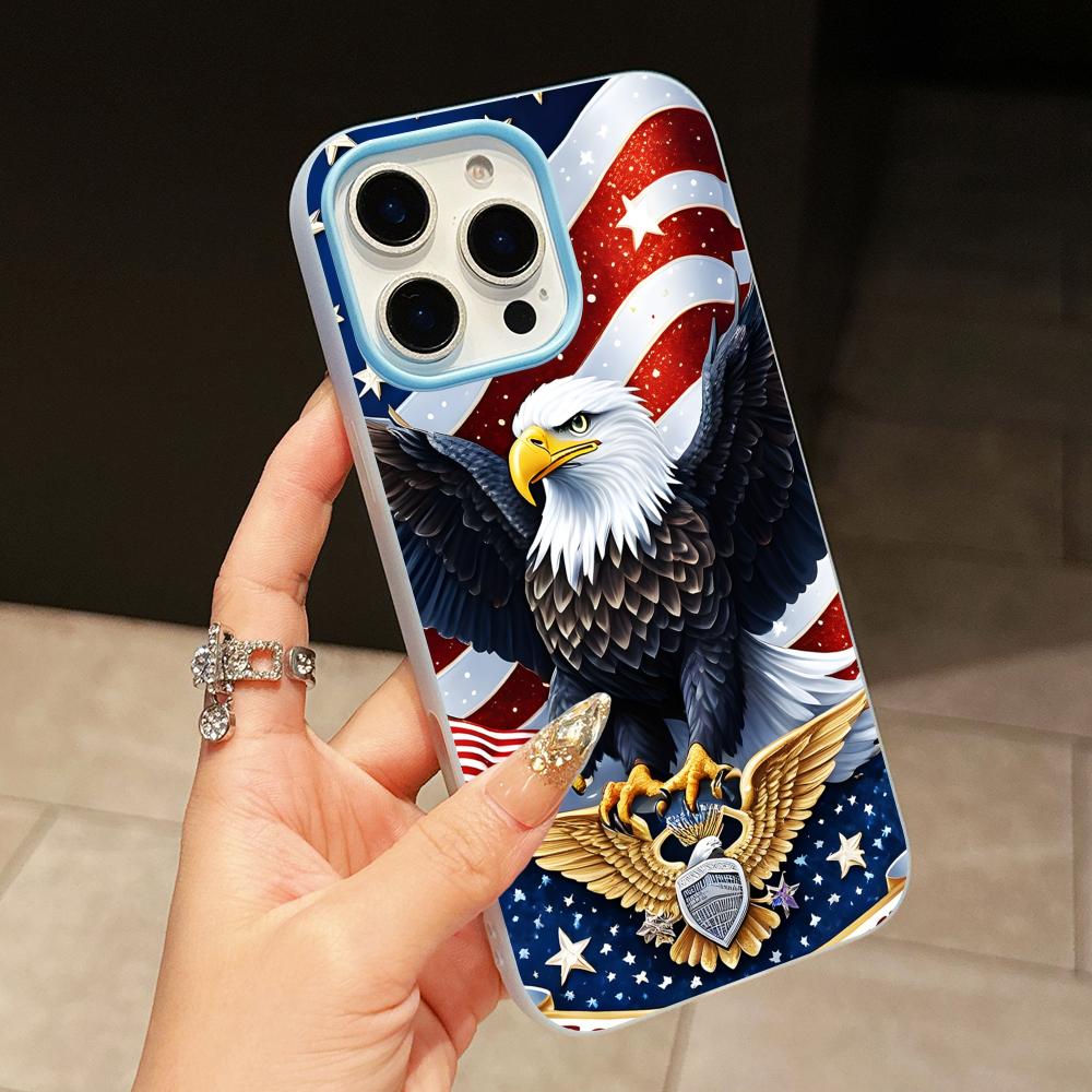 USA America Flag Jelly Double Layer Light Blue Mobile Phone Case for iPhone 17 16 15 14 13 12 11 Air Pro Max Plus Protective