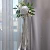 Set Of 6 Sophisticated Florals Pews Decoration with Ribbons Chair Back Ornament for Church Ceremonies and Weddings