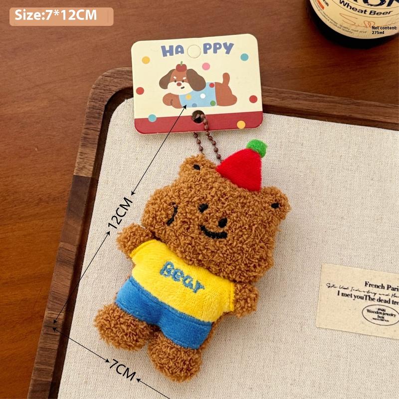 1Pcs Cute Pet Bag Pendant Cartoon Plush Doll Keychain Girl Backpack Bead Chain Decoration Diy Accessories
