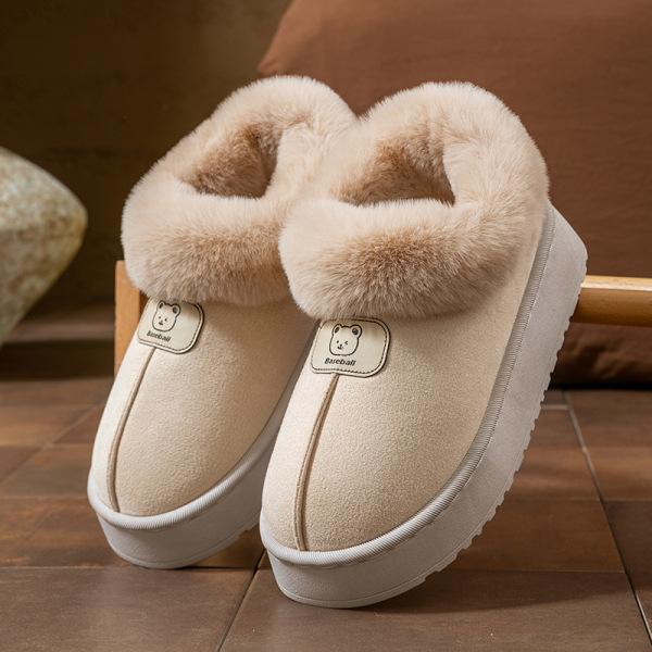Bag heel cotton slippers, women's thick-soled velvet thickened winter cold-proof and warm cotton shoes, simple and versatile snow boots