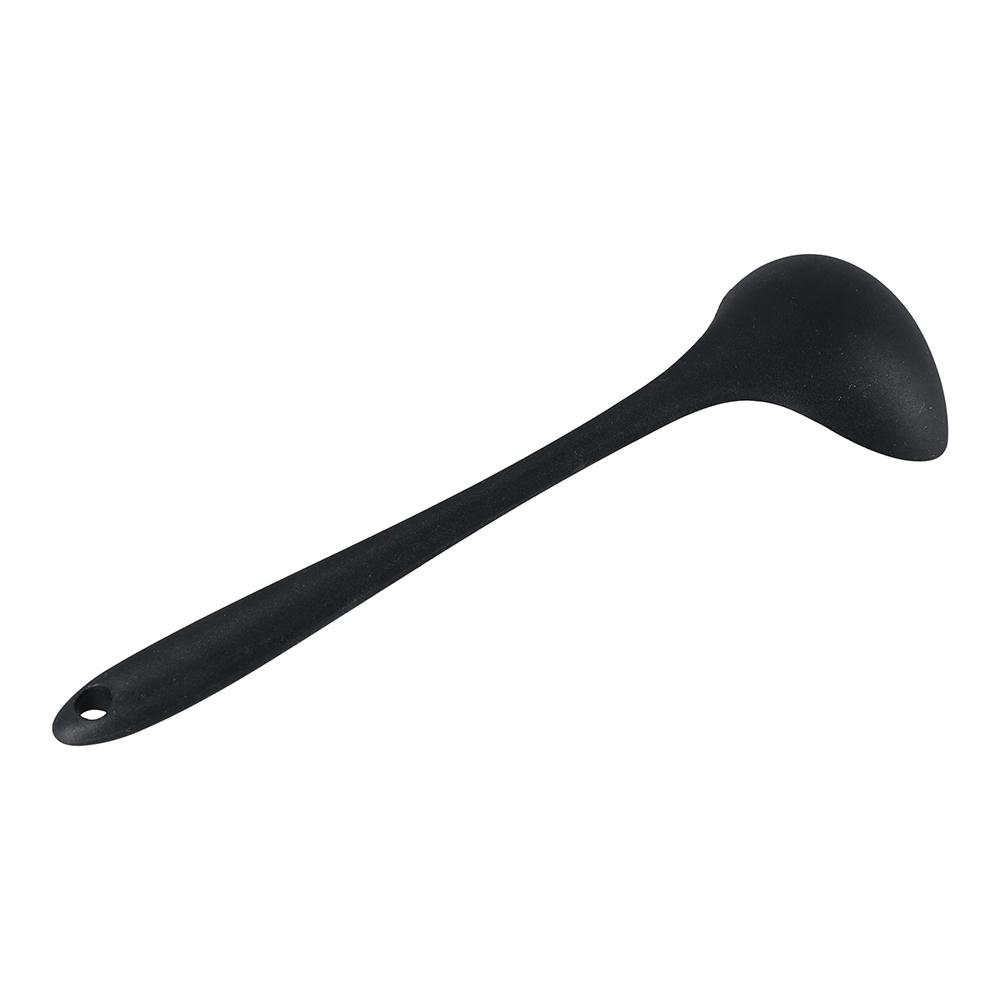 Cooking Heat Resistant Curved Handle Non-stick Silicone Soup Ladle Scoop Tableware Serving Spoon