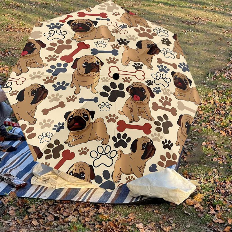 1PC Pug Bone Umbrella-8-Rib Reinforced Portable Folding Travel Suitable for All Seasons Outdoor Daily Use  -J0404