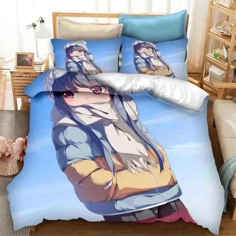 

3D Print Anime Yuru Camp Bedding set Printed Duvet Cover Pillowcase Single Double Queen Super King Size Sets 70x133cm 2pcs