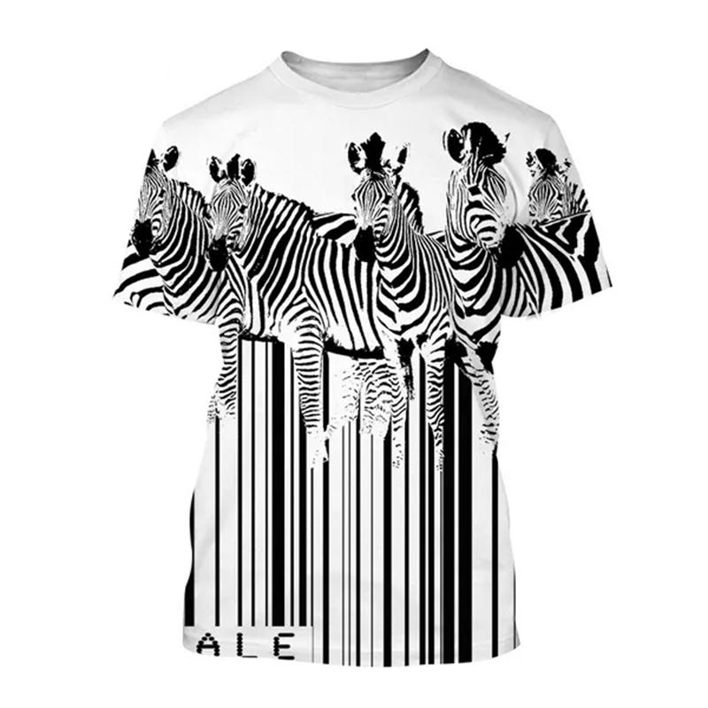 Zebra Animal 3D Printing Breathable Short Sleeve T Shirt Men's Prairie Horse Hip-Hop Style Streetwear Top Streak Zebra T-shirts