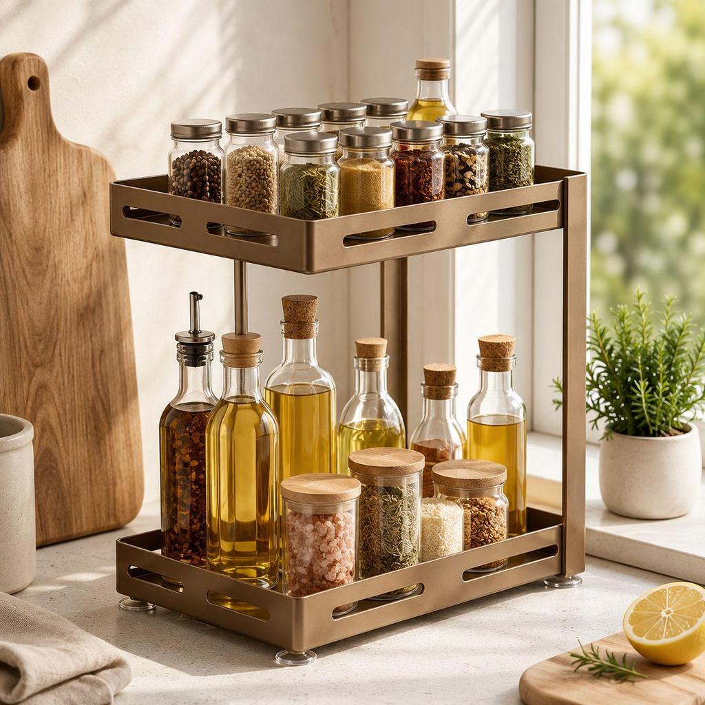Multi-Functional Kitchen Countertop Spice Rack with Jars