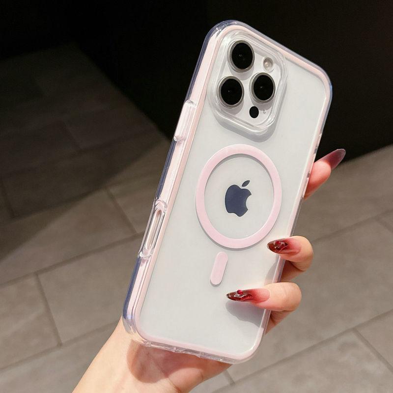 Magnetic Clear Colorful TPU Transparent Flexible Soft Case Protective Back Cover for iPhone 16 15 14 13 12 11 Pro Max