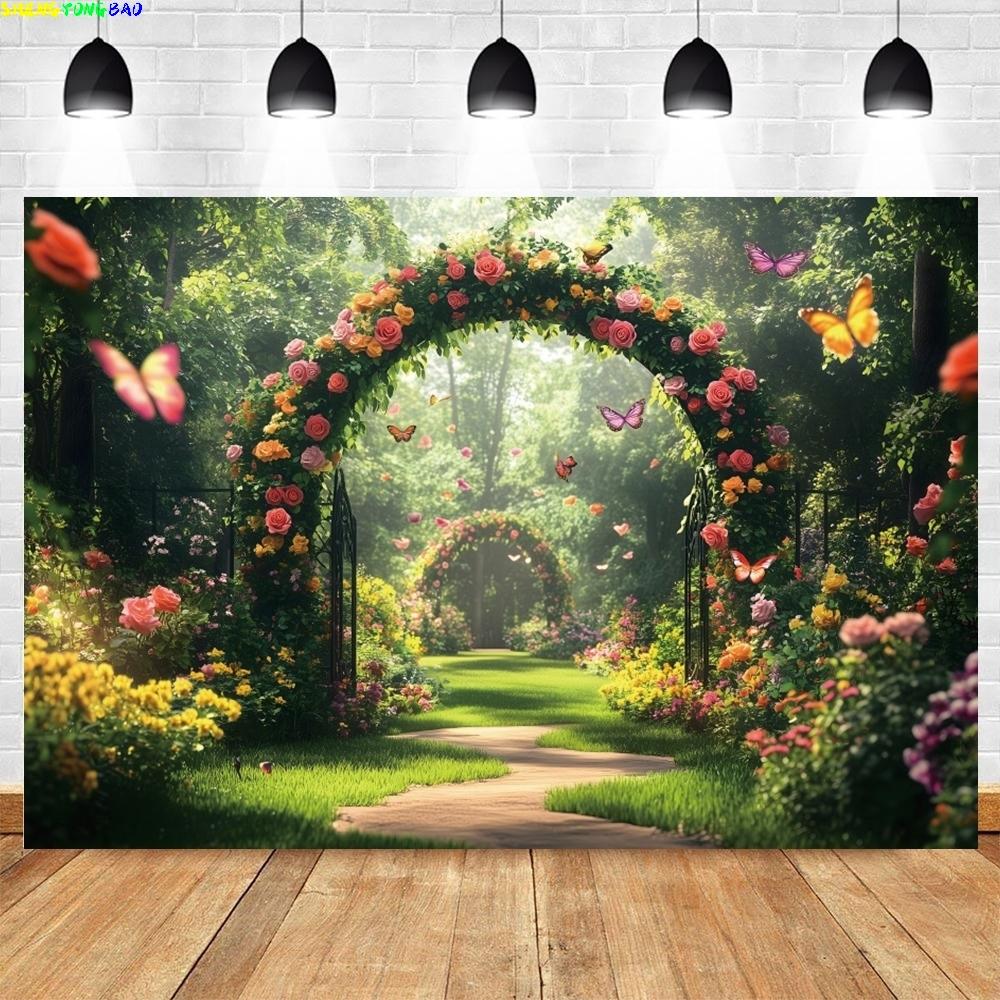 Fantasy Fairy Tale Castle Photography Background Spring Forest Flower Photocall Backdrop Kids Art Portrait Photobooth Props