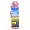 1PC Sunflower Blue Sky Countryside Print 750ml Color Plastic Sports Water Bottle Leakproof Flip Straw Lid Suitable for Sports Office Home Use
