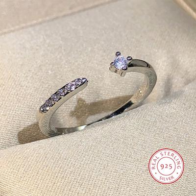Cute  Copper Adjustable Ring with Bling Zircon Stone for Women Wedding Engagement Fashion Jewelry