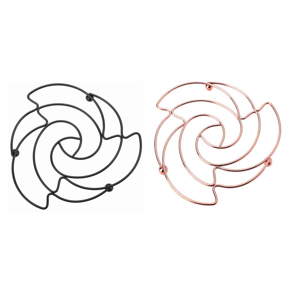 

2PCS Iron Pot Mat Round Placemats Kitchen Tools Pan Holder Home Style 3