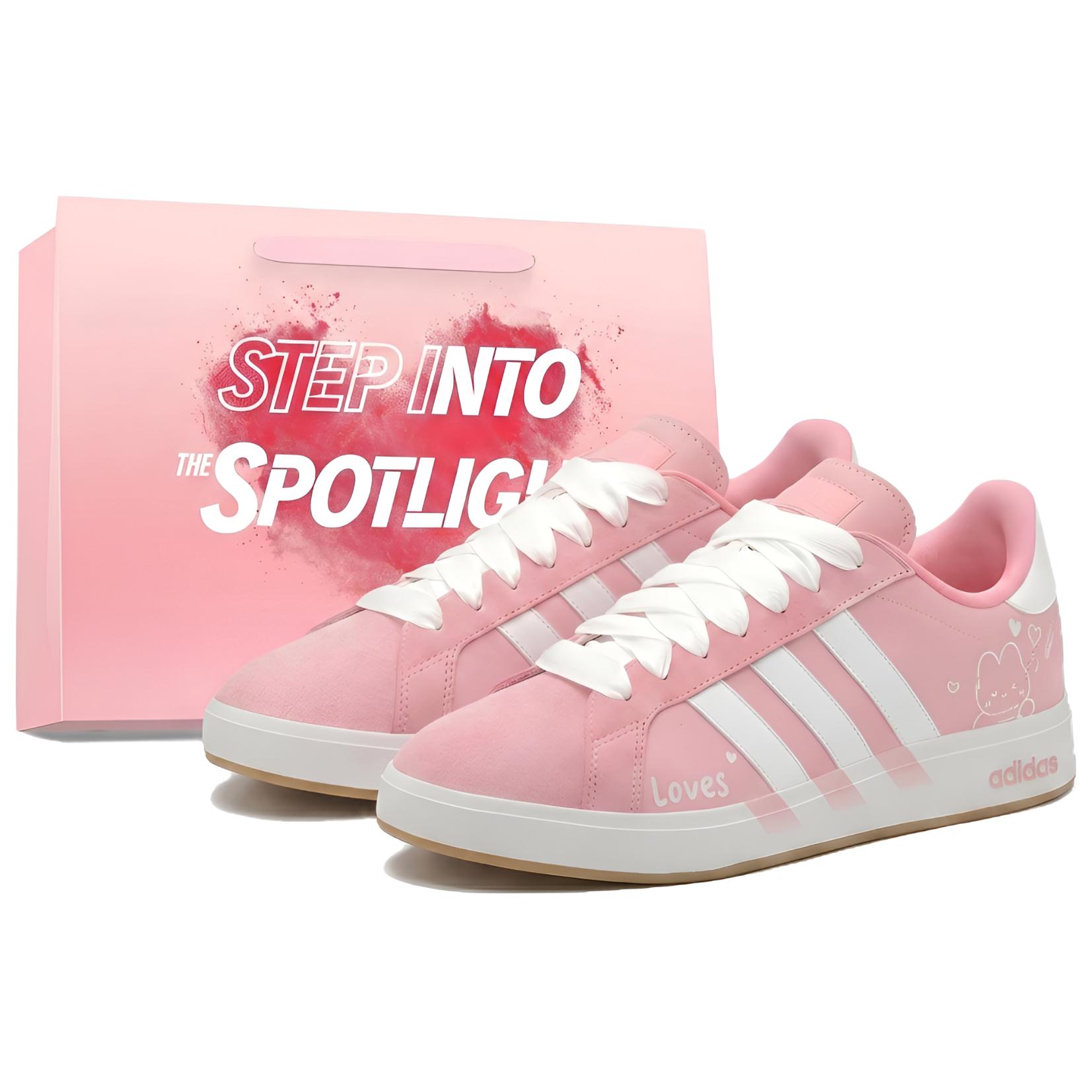 

Adidas Grand Court Base 00s Low top Skateboard Shoes Unisex Pink White JR7110(Team2428-Bai) 37⅓