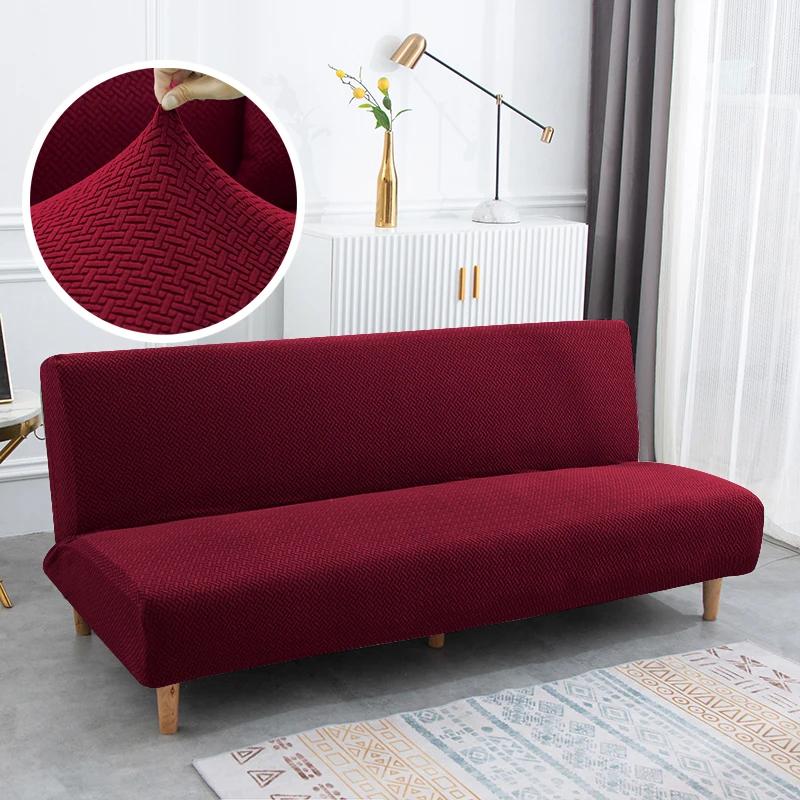 New Solid Color Sofa Bed Cover Elastic Armless Couch Cover Spandex Jacquard Non-slip Slipcovers Washable Sofa Protector For Home