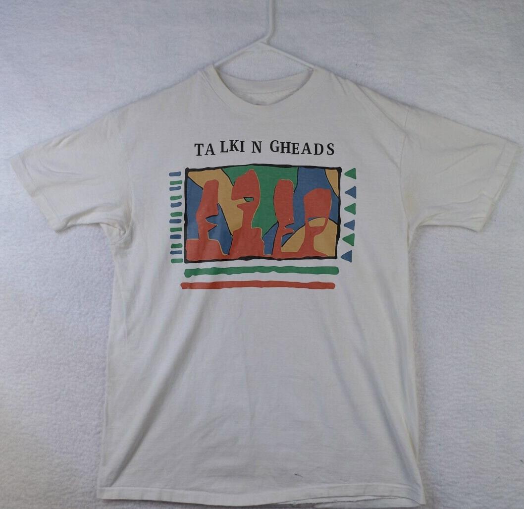 HOT Talking Heads Band 90s White Heavy Cotton T-Shirt S